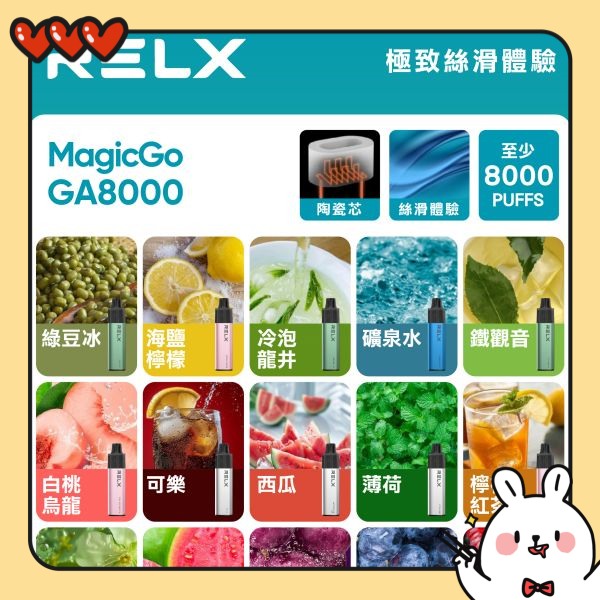 RELX GA 8000口拋棄式電子煙 RELX一次性電子菸線上購買 新日期 09/16